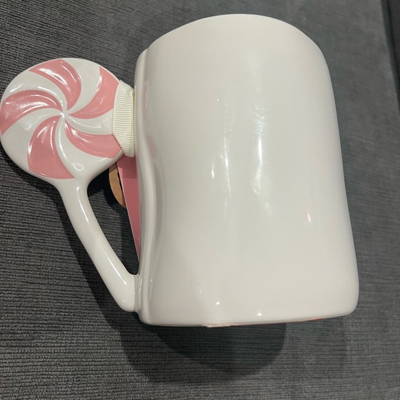 Rae Dunn Christmas SUGAR & SPICE Mug White Pink with Lollipop Handle Decor New - Picture 9 of 10